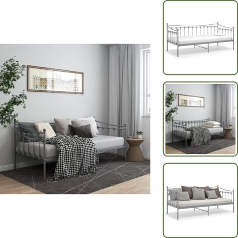 Sofá cama metal - vidaXL Estructura de sofá cama sin colchón metal gris 90x200 cm - Cama sin colchón