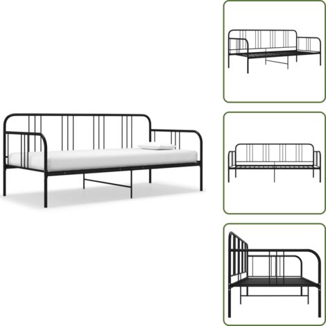 Sofá cama metal - vidaXL Estructura de sofá cama sin colchón metal negro 90x200 cm - Cama sin colchón