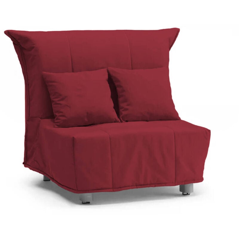 

Sofá cama individual Talamo Italia Mina, Sillón de salón, Apertura del carrito, Made in Italy, en tejido acolchado, con cojines incluidos, Cm: