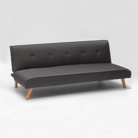 MODUS SOFÀ Sofá cama moderno de 2 plazas en tejido Larimar para Salón y sala de estar Color: Negro