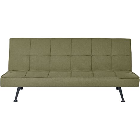 Sofá cama moderno de tela de poliéster sin reposabrazos reclinable convertible de madera maciza verde oliva Hasle