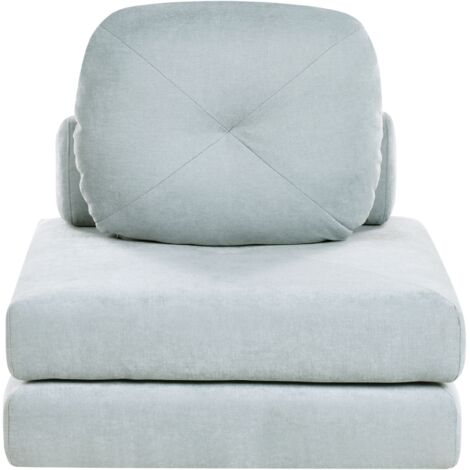 Sofá cama moderno minimalista de tela de 1 plaza puf cama individual con cojín azul claro Olden