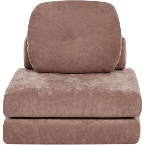 Sofá cama moderno minimalista de tela de 1 plaza puf cama individual con cojín marrón Olden