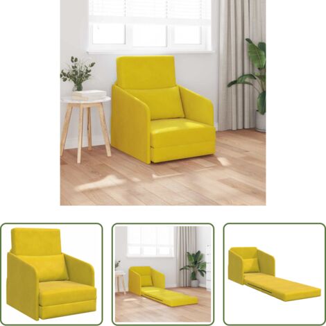 Sofá cama moderno -  Sofá cama Amarillo 65 x 80 x 83 cm Terciopelo