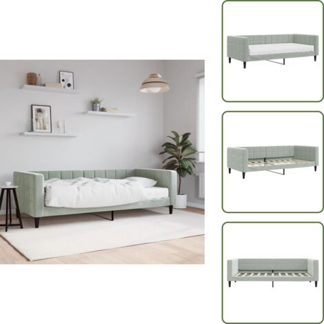Sofá cama moderno - vidaXL Sofá cama con colchón terciopelo gris claro 90x190 cm - Sofá cama con terciopelo
