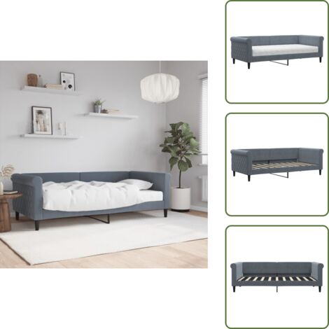 Sofá cama moderno - vidaXL Sofá cama con colchón terciopelo gris oscuro 90x190 cm - Sofá cama con terciopelo
