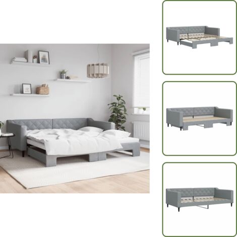 Sofá cama moderno - vidaXL Sofá cama nido tela gris claro 100x200 cm - Sofá cama para salón