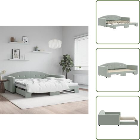 Sofá cama moderno - vidaXL Sofá cama nido terciopelo gris claro 100x200 cm - Sofá cama para salón