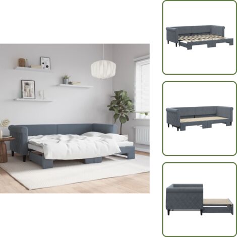 Sofá cama moderno - vidaXL Sofá cama nido terciopelo gris oscuro 80x200 cm - Sofá cama con cama nido