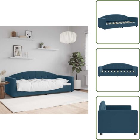 Sofá cama moderno - vidaXL Sofá cama sin colchón terciopelo azul 80x200 cm - Sofá cama con respaldo