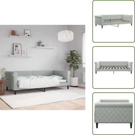 Sofá cama moderno - vidaXL Sofá cama sin colchón terciopelo gris claro 90x190 cm - Sofá cama con respaldo