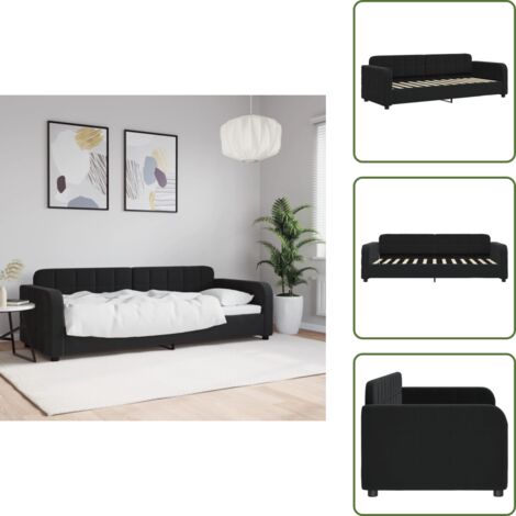 Sofá cama moderno - vidaXL Sofá cama sin colchón terciopelo negro 80x200 cm - Sofá cama con respaldo