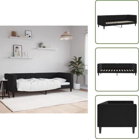 Sofá cama moderno - vidaXL Sofá cama sin colchón terciopelo negro 80x200 cm - Sofá cama con respaldo