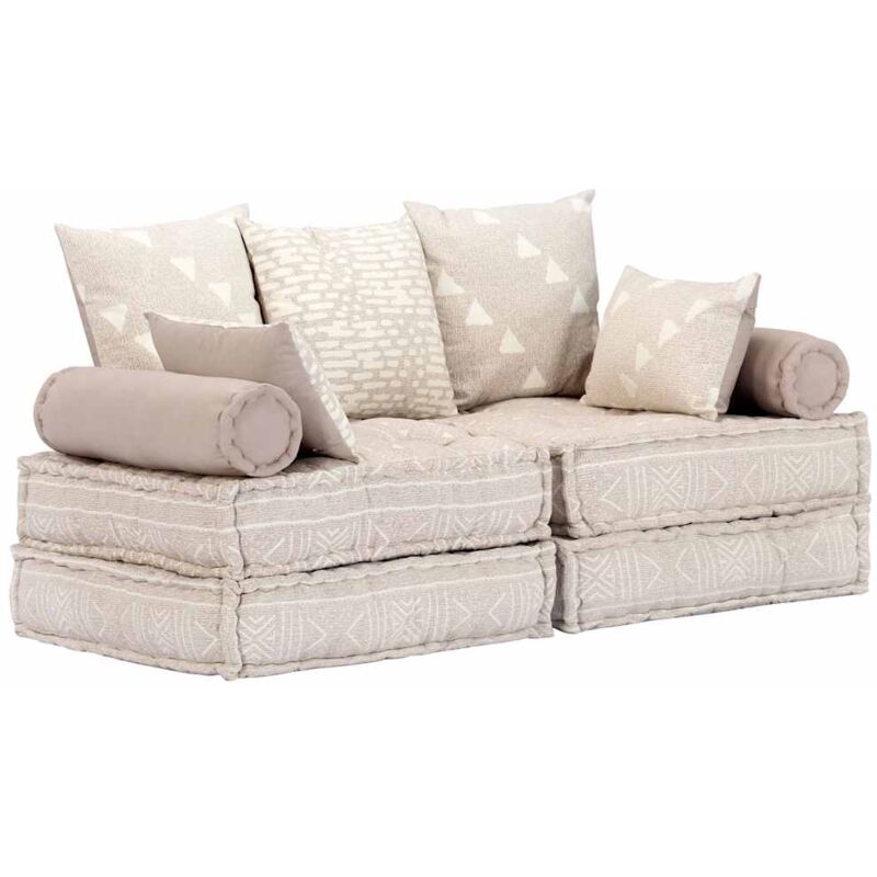 

vidaXL Puf modular de 2 plazas de tela beige - Beige