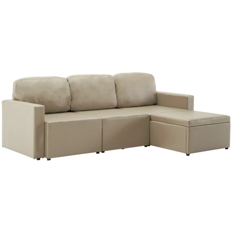 

Sofá Cama Modular de 3 Plazas Cuero Sintético Capuchino - Marrón - Vidaxl