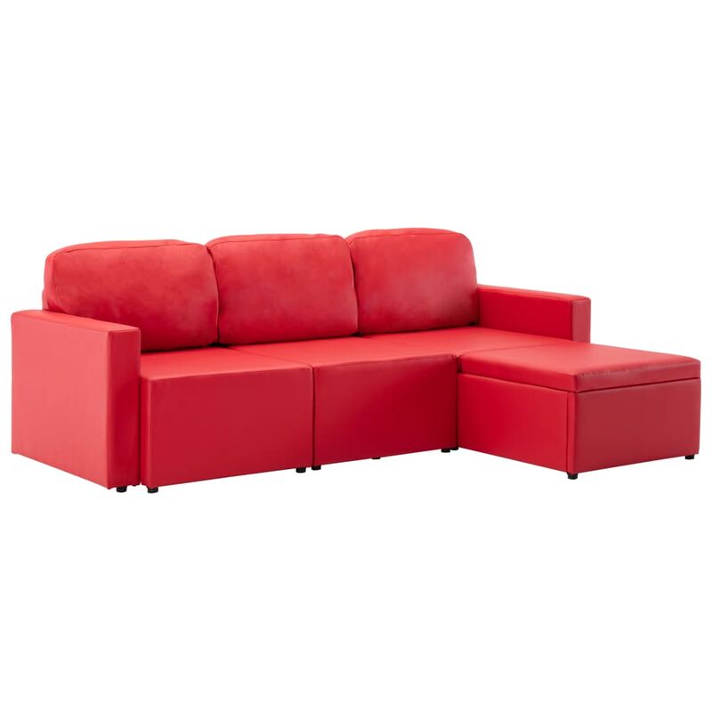 

Sofá Cama Modular de 3 Plazas Cuero Sintético Rojo - Rojo - Vidaxl