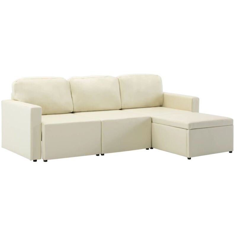

Sofá Cama Modular de 3 Plazas Cuero Sintético Crema - Crema - Vidaxl