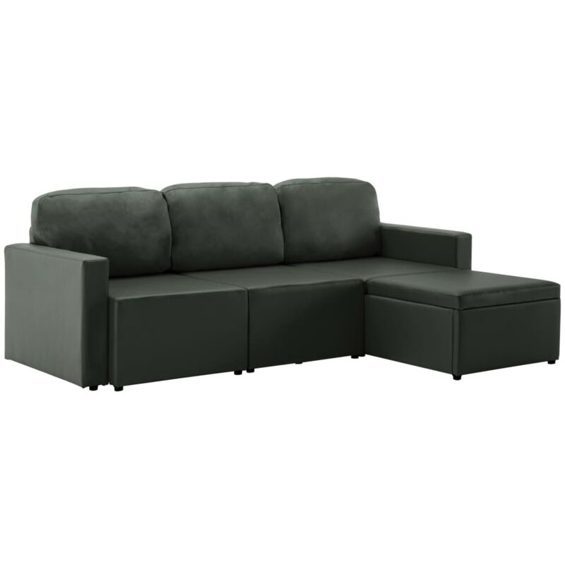 

Sofá Cama Modular de 3 Plazas Cuero Sintético Gris - Gris - Vidaxl