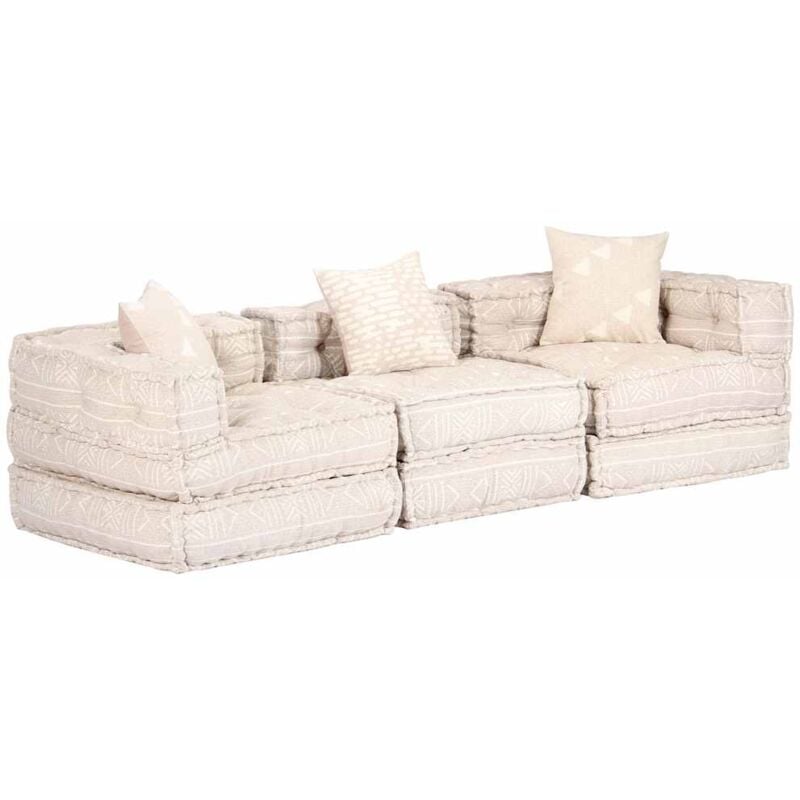 

Puf modular de 3 plazas de tela beige - Beige - Vidaxl