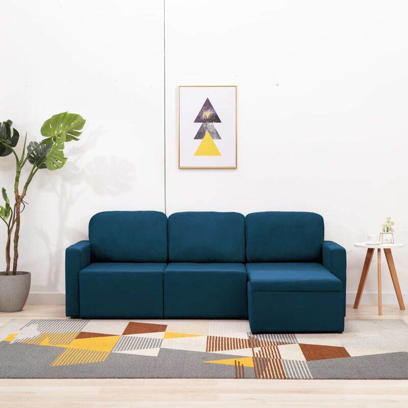 

Sofá cama modular de 3 plazas tela azul