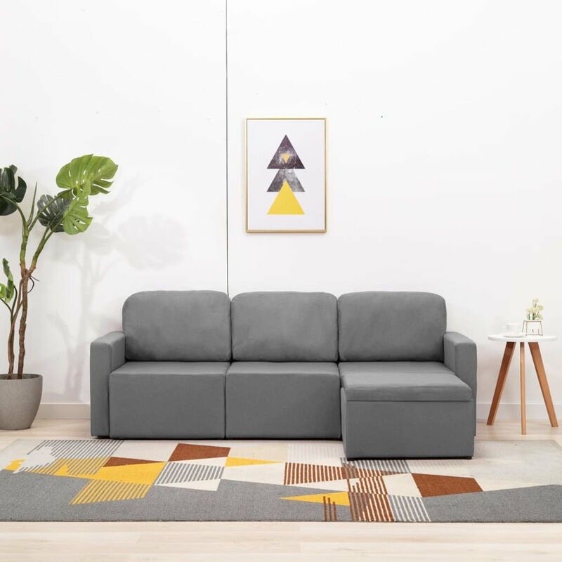 

Sofa cama modular de 3 plazas tela gris claro