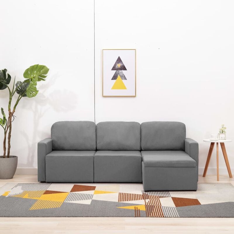 

Sofá cama modular de 3 plazas tela gris claro