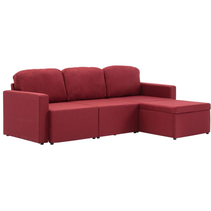 

Sofá Cama Modular de 3 Plazas Tela Vino Tinto - Rojo - Vidaxl