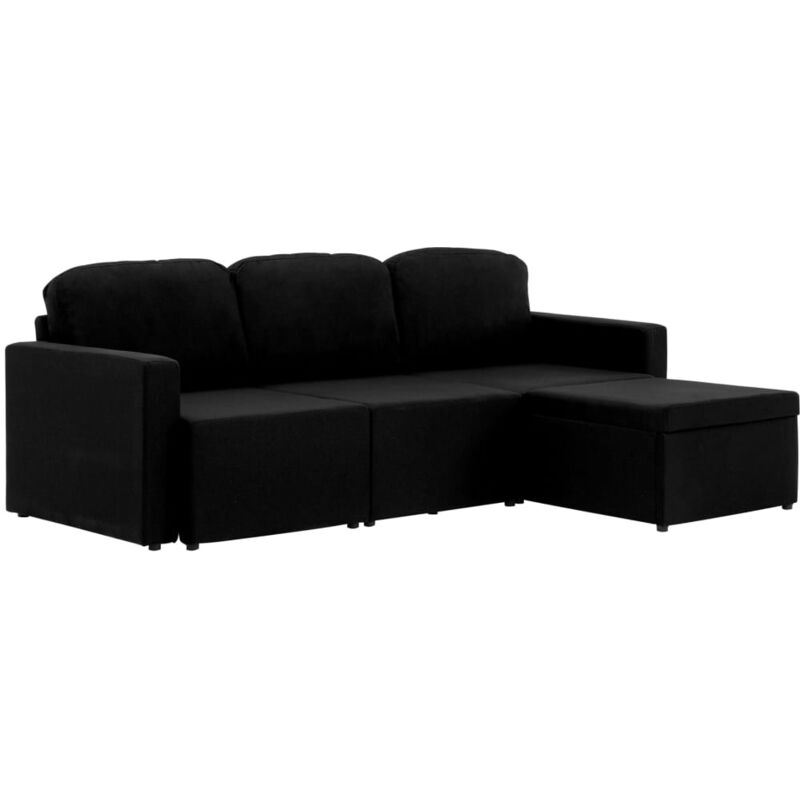 

Sofá Cama Modular de 3 Plazas Tela Negro - Negro - Vidaxl