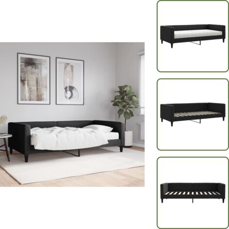 Sofá cama negro - vidaXL Sofá cama con colchón tela negro 100x200 cm - Sofá cama con espuma