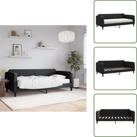 Sofá cama negro - vidaXL Sofá cama con colchón tela negro 90x190 cm - Sofá cama con espuma