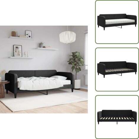 Sofá cama negro - vidaXL Sofá cama con colchón tela negro 90x200 cm - Sofá cama espuma
