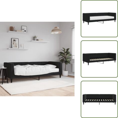 Sofá cama negro - vidaXL Sofá cama con colchón terciopelo negro 80x200 cm - Sofá cama moderno
