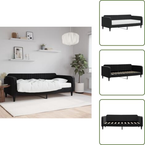 Sofá cama negro - vidaXL Sofá cama con colchón terciopelo negro 90x190 cm - Sofá cama terciopelo