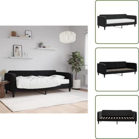 Sofá cama negro - vidaXL Sofá cama con colchón terciopelo negro 90x200 cm - Sofá cama terciopelo