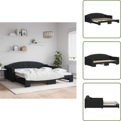 Sofá cama negro - vidaXL Sofá cama nido tela negro 100x200 cm - Sofá cama con cama nido