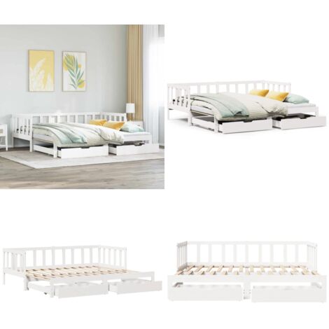 Sofá cama nido con cajones sin colchón blanco 80x200 cm - Cama nido - Sofá cama con cajones