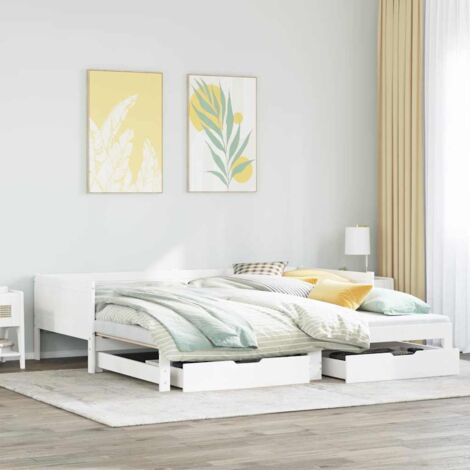 Sofá cama nido con cajones sin colchón blanco 90x190 cm vidaXL