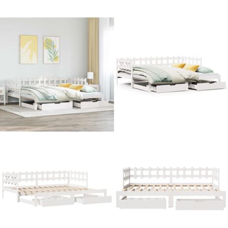 Sofá cama nido con cajones sin colchón blanco 90x200 cm - Cama nido - Sofá cama con cajones