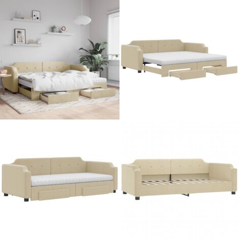 Sofá cama nido con cajones tela color crema 90x200 cm - Cama nido - Sofá cama doble