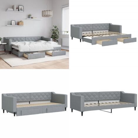 Sofá cama nido con cajones tela gris claro 80x200 cm - Cama nido - Sofá cama con cajones