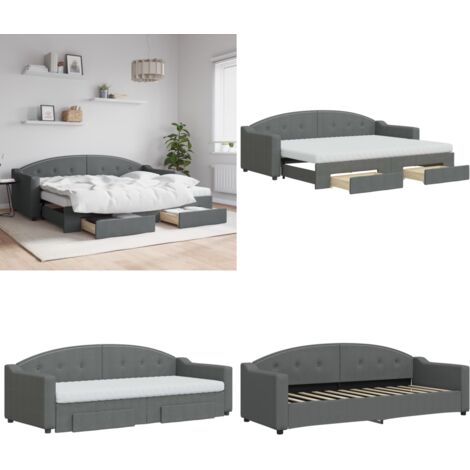 Sofá cama nido con cajones tela gris oscuro 80x200 cm - Cama nido - Sofá cama 2 en 1