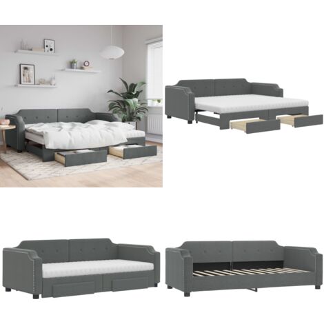 Sofá cama nido con cajones tela gris oscuro 80x200 cm - Cama nido - Sofá cama 2 en 1