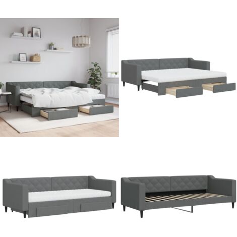 Sofá cama nido con cajones tela gris oscuro 80x200 cm - Cama nido - Sofá cama 2 en 1