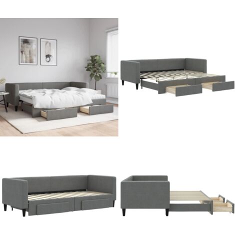 Sofá cama nido con cajones tela gris oscuro 80x200 cm - Cama nido - Sofá cama con cajones