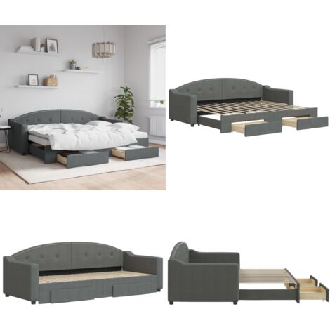 Sofá cama nido con cajones tela gris oscuro 80x200 cm - Cama nido - Sofá cama con cajones
