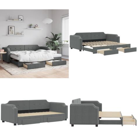 Sofá cama nido con cajones tela gris oscuro 80x200 cm - Cama nido - Sofá cama con cajones