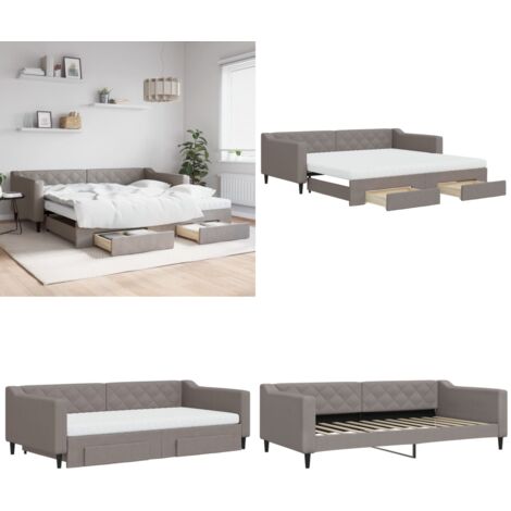 Sofá cama nido con cajones tela gris taupe 100x200 cm - Cama nido - Sofá cama con cajones