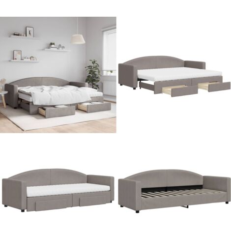 Sofá cama nido con cajones tela gris taupe 80x200 cm - Cama nido - Sofá cama 2 en 1