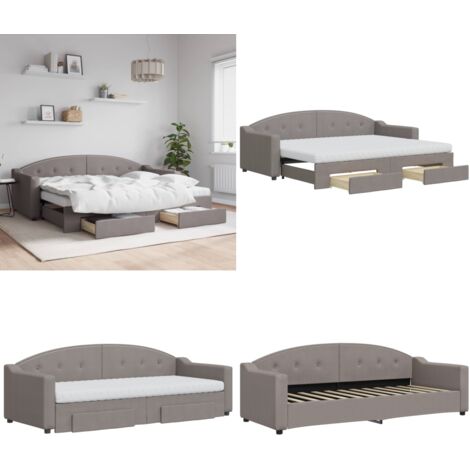 Sofá cama nido con cajones tela gris taupe 80x200 cm - Cama nido - Sofá cama 2 en 1