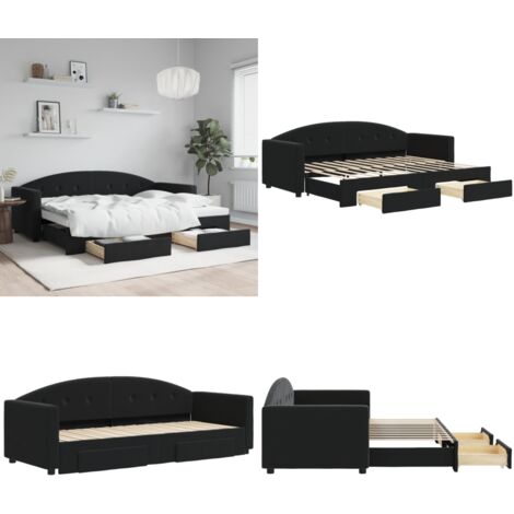 Sofá cama nido con cajones terciopelo negro 80x200 cm - Cama nido - Cajones